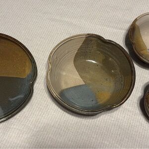 Handcrafted Ceramic Bowls - Brown and Gray